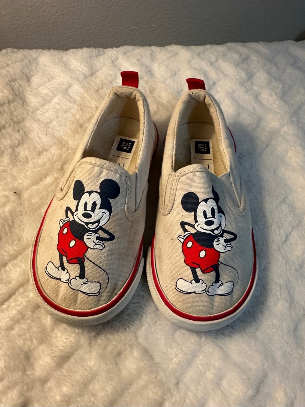 Kids Mickey Mouse Slip-On Canvas Shoes - Red and White- size 7